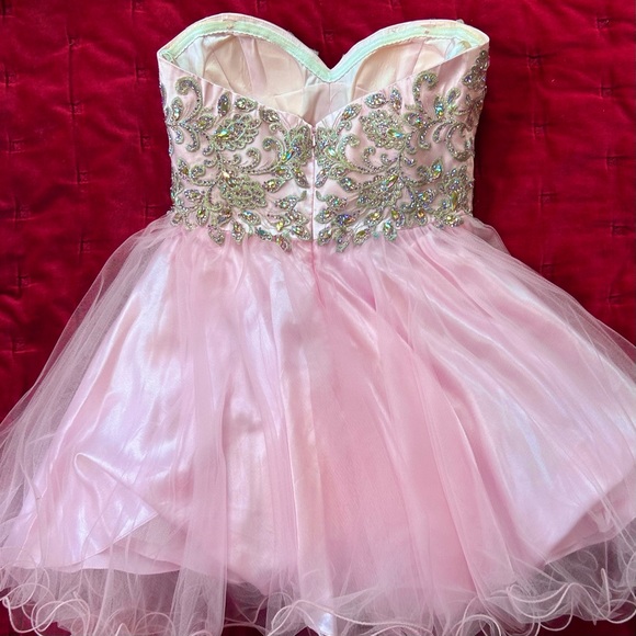 Ethereal Strapless Tulle Fairy Princess Pageant Mini Prom Dress Iridescent Gems - Picture 12 of 16